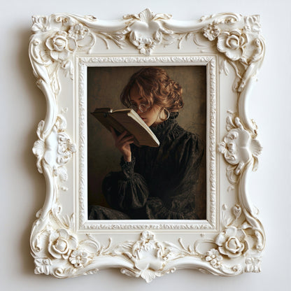 Victorian Woman Reading Book Fine Art Poster, Moody Dark Academia Print, Bookish Print, Vintage Literary Book Lover Wall Art, Home Decor, Unframed