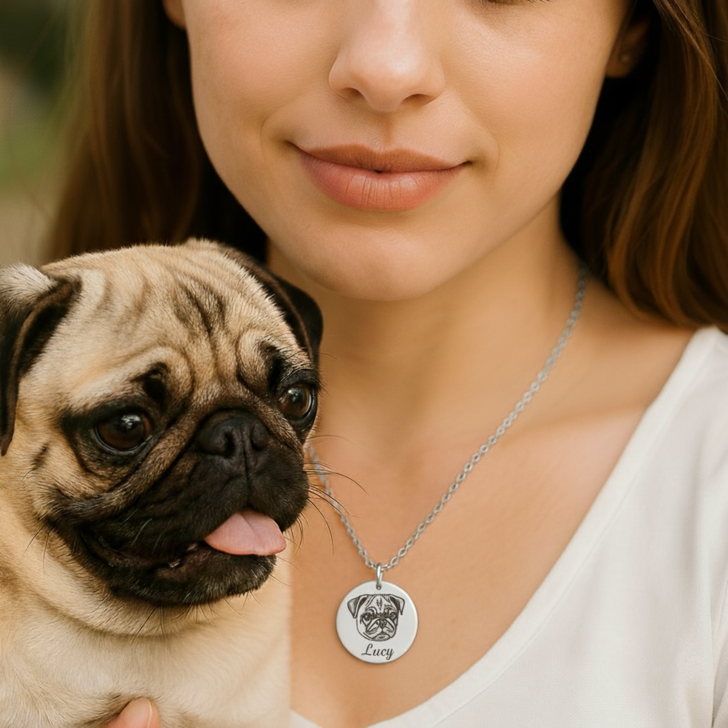 Personalized Pet Portrait Necklace, 18k Gold Plated Custom Dog or Cat Memorial Gift for Kids, Unique Gift for Pet Mom, Pet Lover Gift, Christmas Gift
