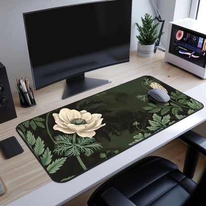 Vintage Art Nouveau Desk Mat, Botanical Large Extended Gaming Desk Mat, Floral Mouse Pad, Home Office Decor