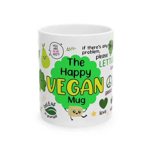 The Happy Vegan Mug Plant Based Diet No Meat Mug Plant Lover Ceramic Mug