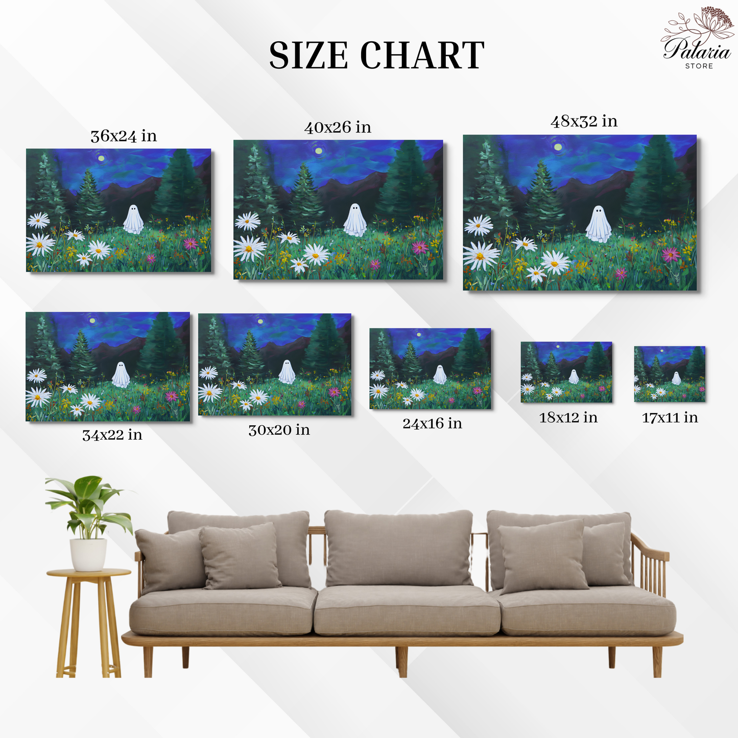 Haunted Ghost in Meadow Fine Art Poster, Eerie Ghost Moody Twilight Wildflower Meadow Print, Wall Art Home Decor, Unframed