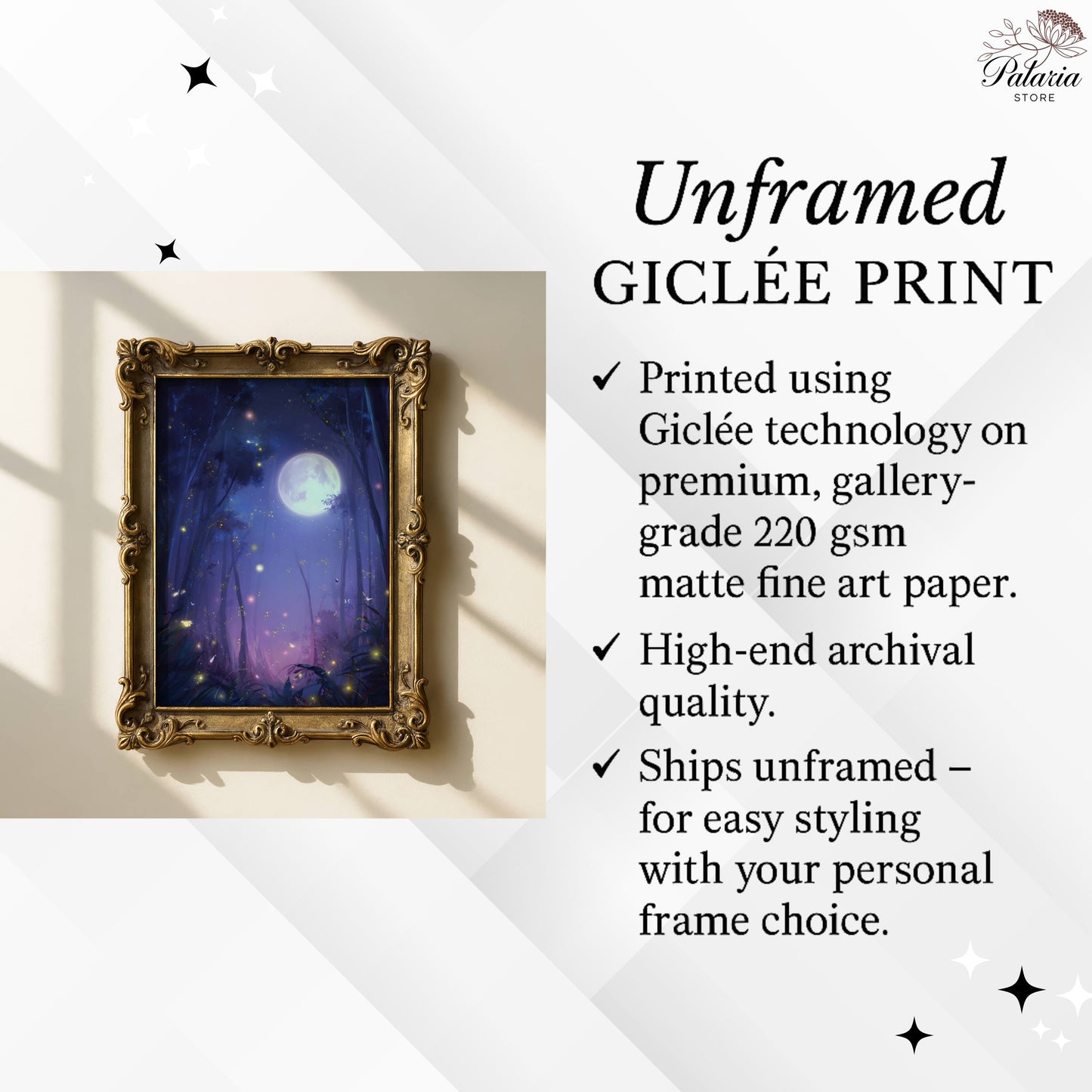 Enchanting Fireflies in a Forest Poster, Whimsical Lightning Bugs Print, Magical Glow Bugs Forest Wall Art, Dreamy Home Decor, Unframed