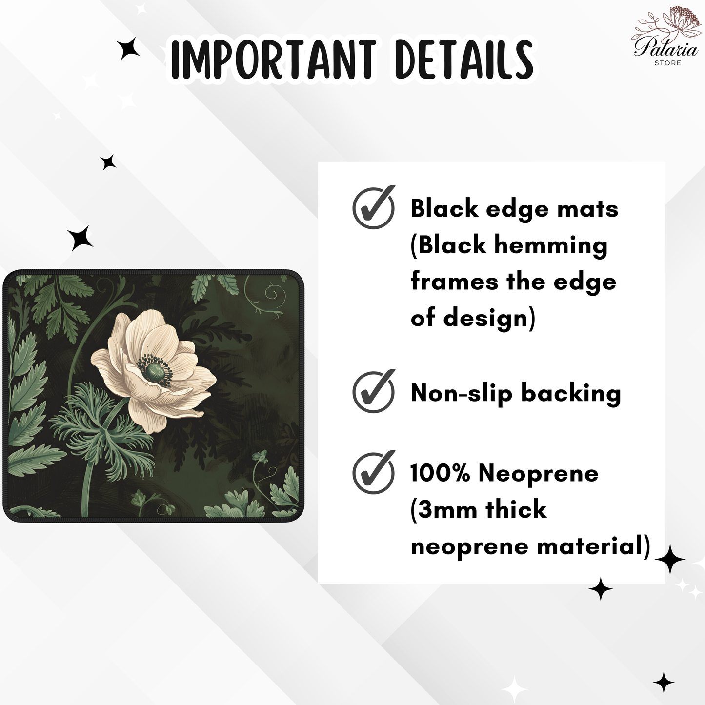 Sage Green Botanical Vintage Art Nouveau Mouse Pad, Dark Floral Green Plants Mousepad, Home Office Decor