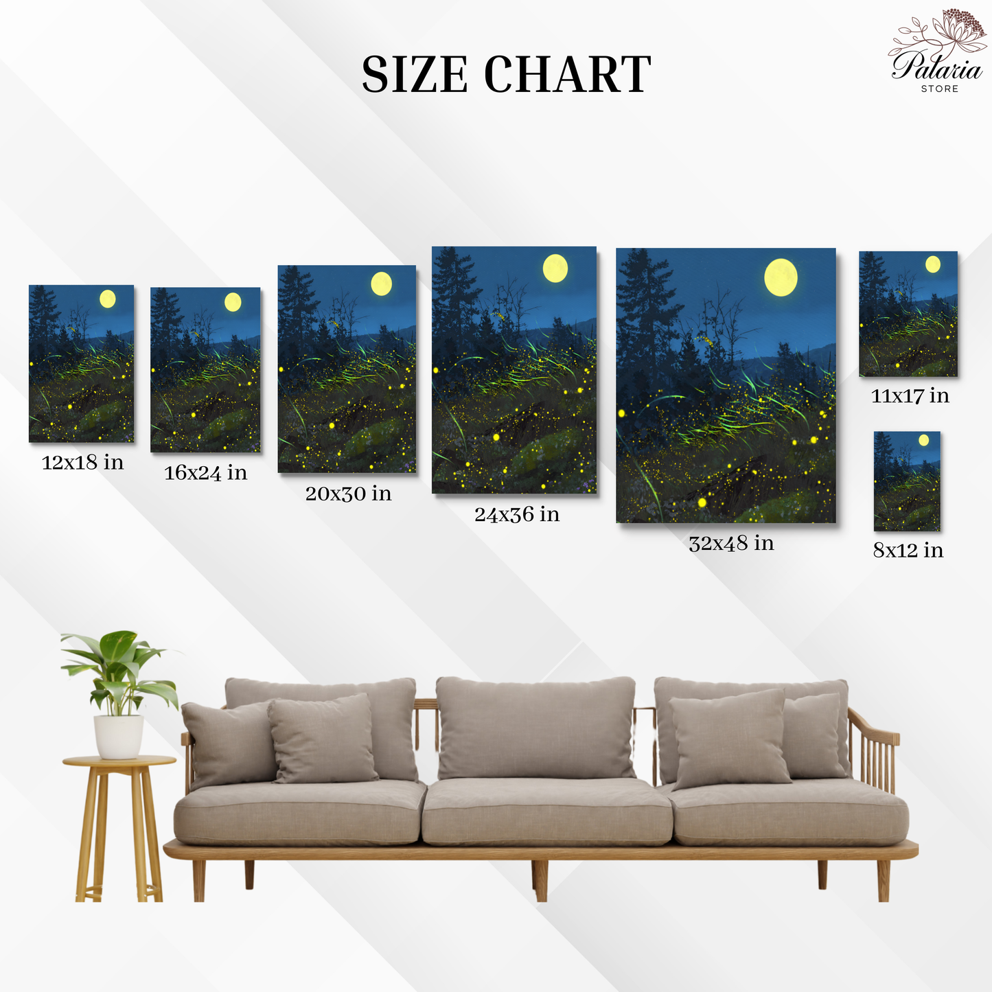 Enchanting Fireflies in a Forest Bush Poster, Whimsical Lightning Bugs Print, Magical Glow Bugs Forest Wall Art, Dreamy Home Decor, Unframed