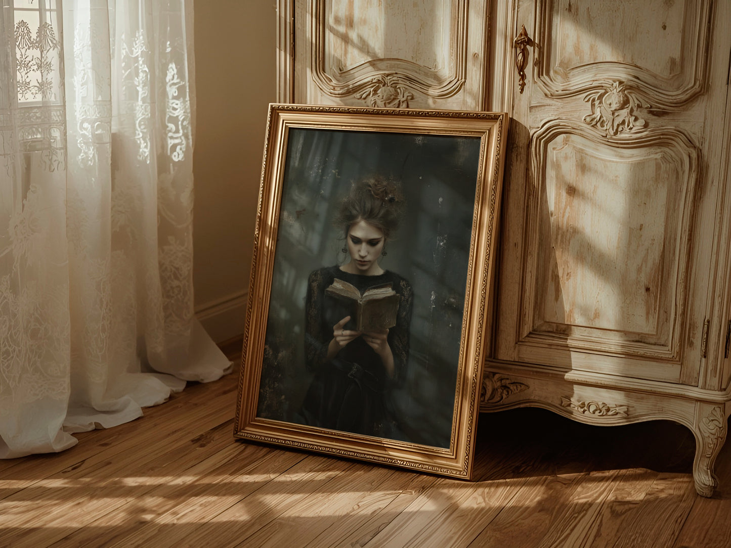 Victorian Woman Reading Book Poster, Bookish Print, Moody Dark Academia Wall Art, Librariancore Poster, Literary Book Lover Wall Art Decor, Unframed