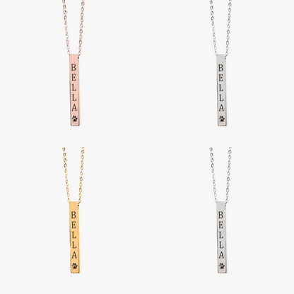 Personalized Pet Name & Paw Necklace