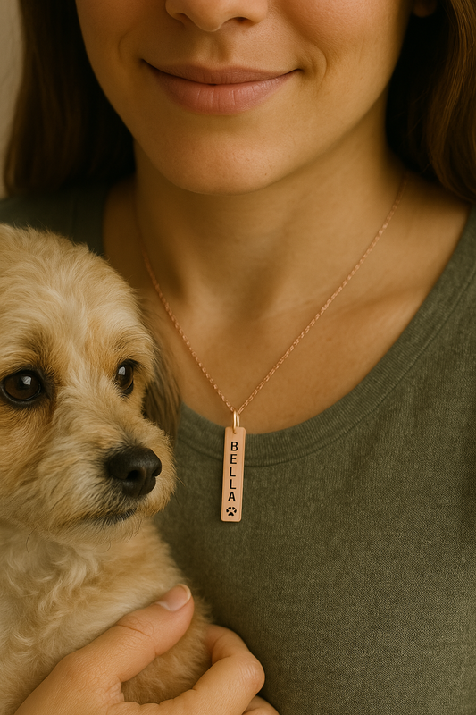 Custom Pet's Name & Paw Print Necklace