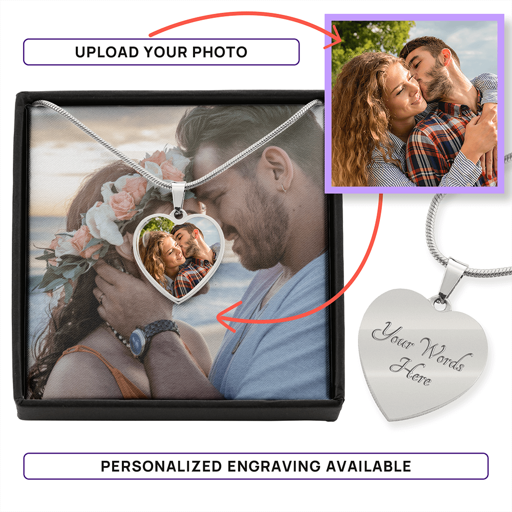 Personalized Heart Engraved Necklace Stainless Steel or Gold, Make Your Own Heart Necklace, Your Text