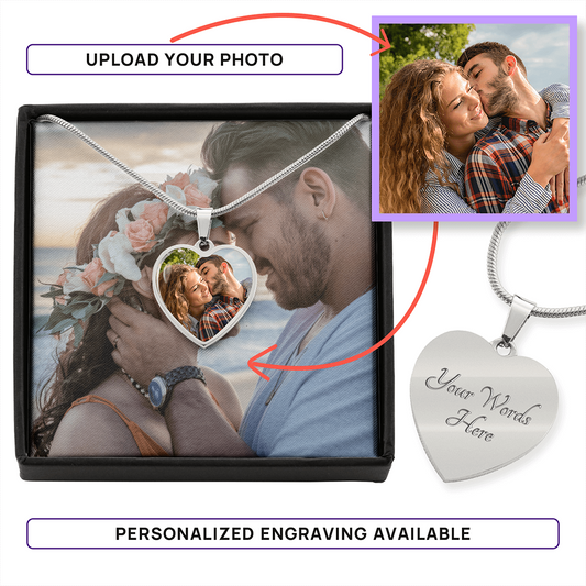 Personalized Heart Engraved Necklace Stainless Steel or Gold, Make Your Own Heart Necklace, Your Text