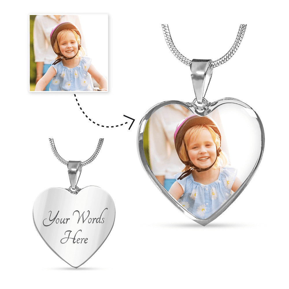 Personalized Heart Engraved Necklace Stainless Steel or Gold, Make Your Own Heart Necklace, Your Text