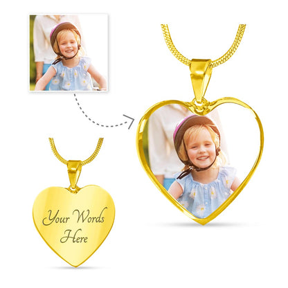Personalized Heart Engraved Necklace Stainless Steel or Gold, Make Your Own Heart Necklace, Your Text