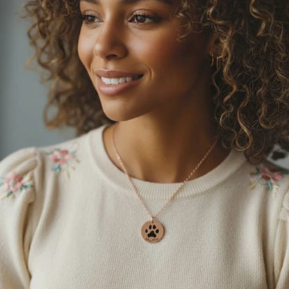 Personalized 18k Gold Plated Actual Paw Print Name Necklace, Custom Pet Paw Initial Name Necklace, Custom Dog or Cat Memorial Gift for Kids, Pet Lover Gift