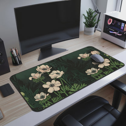 Vintage Art Nouveau Botanical Desk Mat, Sage Green Large Extended Gaming Desk Mat Mousepad
