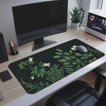 Vintage Sage Green Plants Desk Mat, Large Extended Gaming Mouse Pad, Dark Floral Mouse Pad, Home Office Decor
