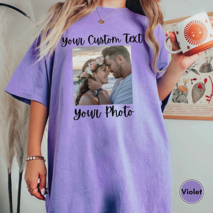 Comfort Colors Front or Back Personalized T-Shirt, Custom Photo and Text Top, Add Your Image Words Logo, Custom Tee, Make Your Own Shirt, Custom Photo Tee