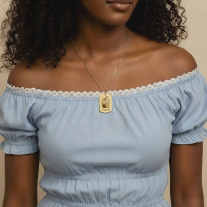 Personalized 18K Gold Plated Engraved Family Portrait Tag Necklace, Custom Photo and Text Necklace, Family Picture Jewelry